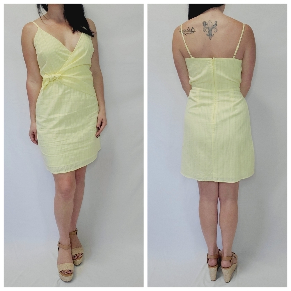 GB Light Yellow Adjustable Straps Front Wrap Sundress